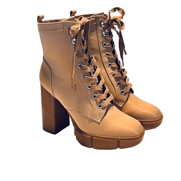 STEVE MADDEN Womens High Heeled Booties Size 8.5 Lace Up Side Zip Gorpcore NEW - Picture 2 of 11